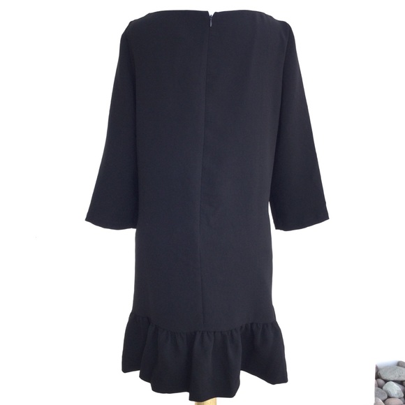 Sezane Robe Auberie Black Ruffled Hem Shift Dress - Picture 2 of 3